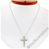Image 3 : New 14kt White Gold 1.52 ctw Fancy Colored Round Diamond Cross Pendant Necklace