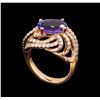 Image 4 : 14KT Rose Gold 3.37 ctw Tanzanite and Diamond Ring