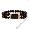 Vintage 14kt Gold 12.74 ctw Emerald Cut and Bead Garnet Bracelet w/ Diamond Acce