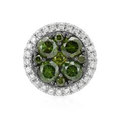 14k White Gold 0.45CTW Diamond and Green Dia Pendant, (SI/H)