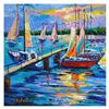 Image 1 : Yana Rafael, "Sailboats at Rest" Hand Signed Original Painting on Canvas with CO