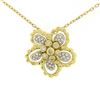 Image 2 : 18k Yellow and White Gold 1.22 ctw Diamond Cluster Flower Pendant Necklace