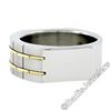 Image 6 : Men's Stainless Steel w/ 18kt Yellow Gold Brick Domed Matte Finish Band Ring