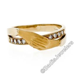 Carrera y Carrera 18kt Yellow Gold 0.16 ctw Diamond and Folded Hands Band Ring