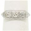 Image 4 : Antique Art Deco 18kt White Gold 0.55 ctw European Cut Diamond Filigree Ring