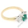 Image 6 : 14K Yellow & White Gold 1.36 ctw Colombian Emerald Princess Diamond 3 Stone Ring