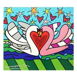 Romero Britto "Soul Mate" Hand Signed Limited Edition Giclee on Canvas; Authenti