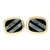 Vintage 14kt Yellow Gold Swivel Cuff Links w/ Hematite Inlaid in Black Onyx