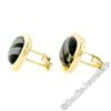Image 3 : Vintage 14kt Yellow Gold Swivel Cuff Links w/ Hematite Inlaid in Black Onyx