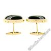 Image 5 : Vintage 14kt Yellow Gold Swivel Cuff Links w/ Hematite Inlaid in Black Onyx