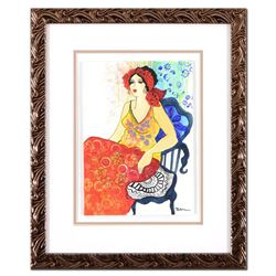 Patricia Govezensky, Framed Original Mixed Media Watercolor Painting, Hand Signe