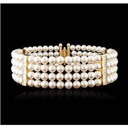 14KT Yellow Gold Pearl and Diamond Choker