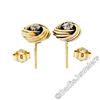 Image 3 : Victorian 14kt Yellow Gold 0.36 ctw Old Mine Cut Diamond Love Knot Stud Earrings