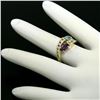 Image 3 : 14K Yellow Gold 1.21 ctw Oval Amethyst & Blue Topaz Bypass Ring w/ Round Diamond