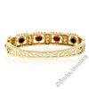 Image 6 : Vintage 14kt Yellow Gold 4.50 ctw Garnet Etched Open Wide Bangle Bracelet