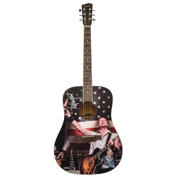 Ted Nugent Signed American Flag Guitar