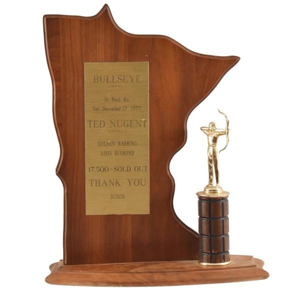 Bullseye Ted Nugent Dec. 17 1977 Sold Out Award