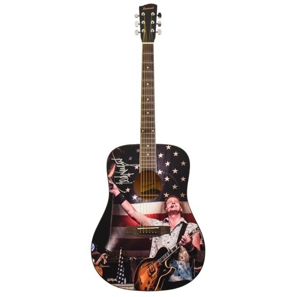 Ted Nugent Signed American Flag Guitar