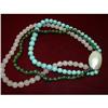 Image 1 : 3 COLOR GEMSTONE NECKLACE W/ LARGE MOP CLASP #1505515