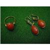 Image 1 : GOLD SET - RING & EARRINGS  W/ORANGE CORAL  #1505528