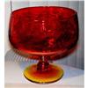 Image 1 : BLENKO C629S TANGERINE RUBY COLOR GLASS COMPOTE#1507449