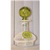 Image 1 : RAINBOW #C334 CRACKLE GLASS GREEN TRIM DECANTER#1507450