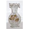 Image 1 : 6.75 IN. RARE CRACKLE GLASS VASE W BRASS DÉCOR #1507459