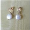 Image 1 : VINTAGE 14K Y GOLD & COIN PEARL EARRINGS #1507477