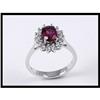 Image 1 : Rich 14K White Gold Diamond and Red Tourmaline #1507595