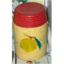 Crock 1930s Lidded  Hand Painted Fruit Design  #1507977