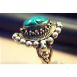 Ring Turcoise Dome Silver Bead Rope Large Size #1507988