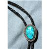 Image 1 : Silver & Turquoise Bolo Tie Signed Bennett  #1508858