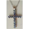 Image 1 : 14K WHITE GOLD AND SAPPHIRE CROSS & CHAIN #1518621