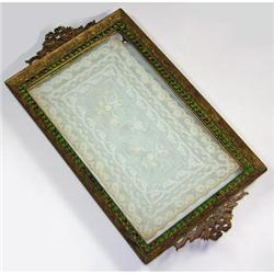 Empire Art Gold Green Jeweled Dresser Tray #1518776