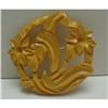 Image 1 : Bakelite Butterscotch Carved Flower Brooch #1519149