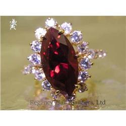 RHJ Synthetic Ruby Marquise &  CZ Ring #1529369