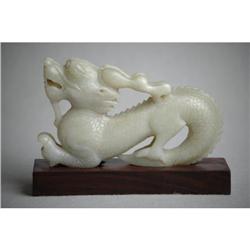Carved  Chinese  Celadon  Jade  Dragon. #1529504