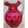 Image 1 : Fenton Cranberry Thumbprint Ruffled Pitcher #1529663