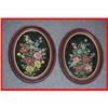 Image 1 : Pair of Victorian Oval Velvet Floral Paintings #1529776