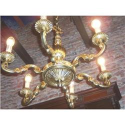 ANTIQUE SOLID FRENCH BRONZE CHANDELIER  #1530184