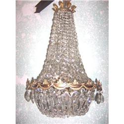 NICE GLASS CRYSTAL BEADS AND BRONZE CHANDELIER #1530186