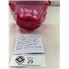 Image 2 : Vintage Cranberry Glass Handblown Basket With Ruffled Rim, 6.5"T