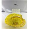 Image 2 : Vintage Hand Blown Yellow Swirl Art Glass Bowl From Italy, 4"T, Very Good Condition Has Small Chip O