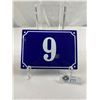 Image 1 : Vintage Porcelain 6 Or 9 Number Sign, 6.5"x4.5"
