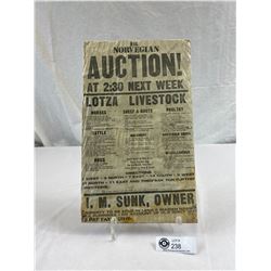 Vintage Auction Poster 8.5"x14"