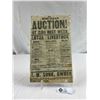 Image 1 : Vintage Auction Poster 8.5"x14"