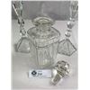 Image 2 : Pair Of Crystal/Glass Candle Sticks And Decanter