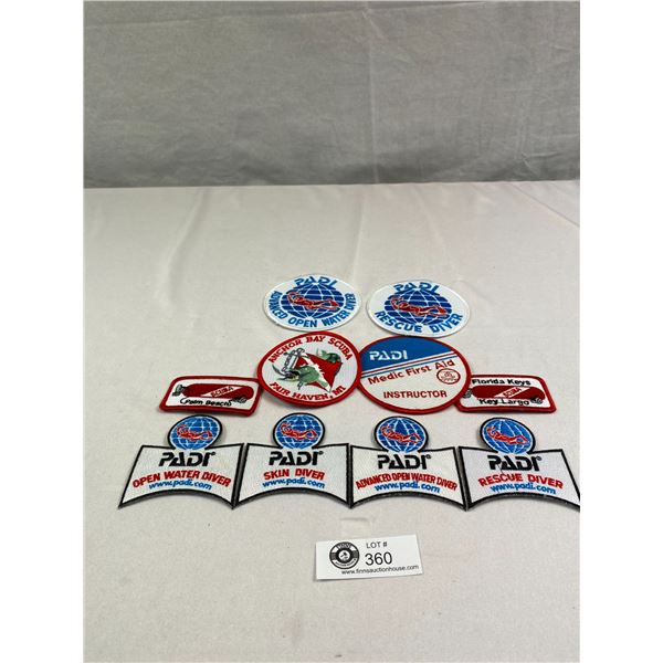 Assortment Of 10 Different Padi Scuba Diving Iron On Patches