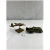 Image 2 : Hubley Cast Metal Race Car, JMZ01 And Brass Cast Airplane On Stand