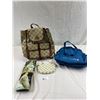 Image 1 : Nice Designer Backpack Plus Small Zipper Bag, 70's Clutch Purse And CP Airline Bag